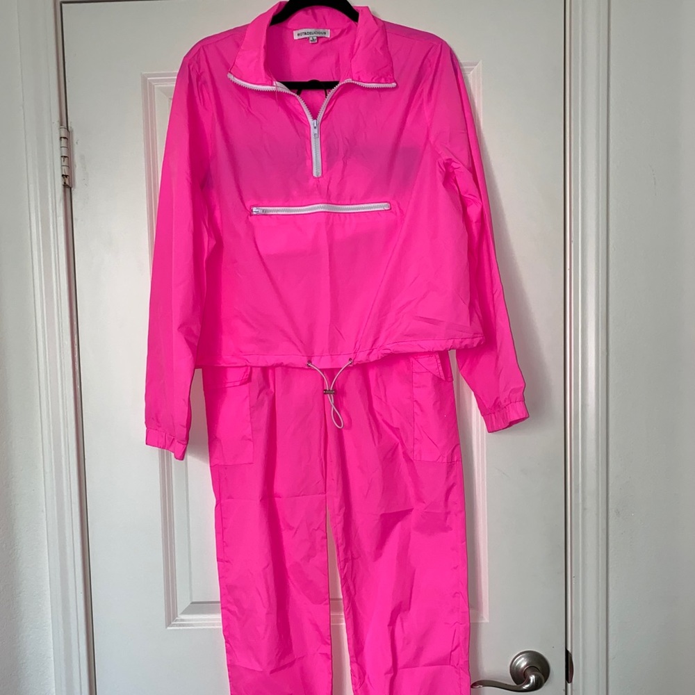 Neon Pink Cropped Sweater 2 Piece